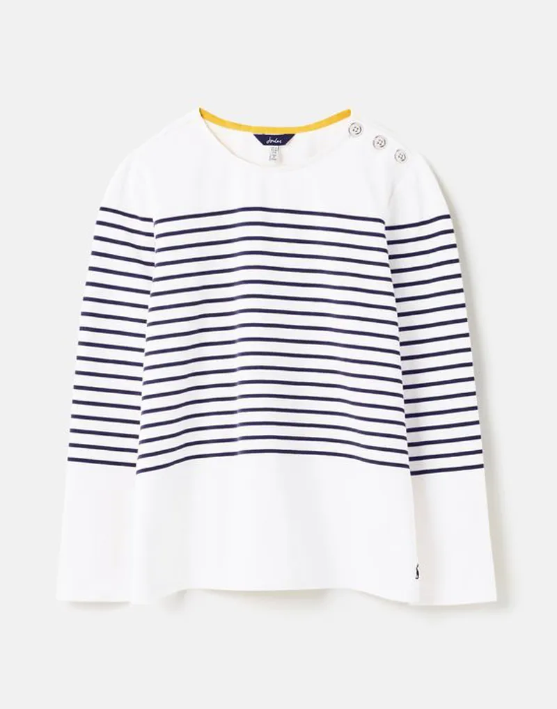 Joules Seacombe Bretton Shoulder Button Top Blue Stripe